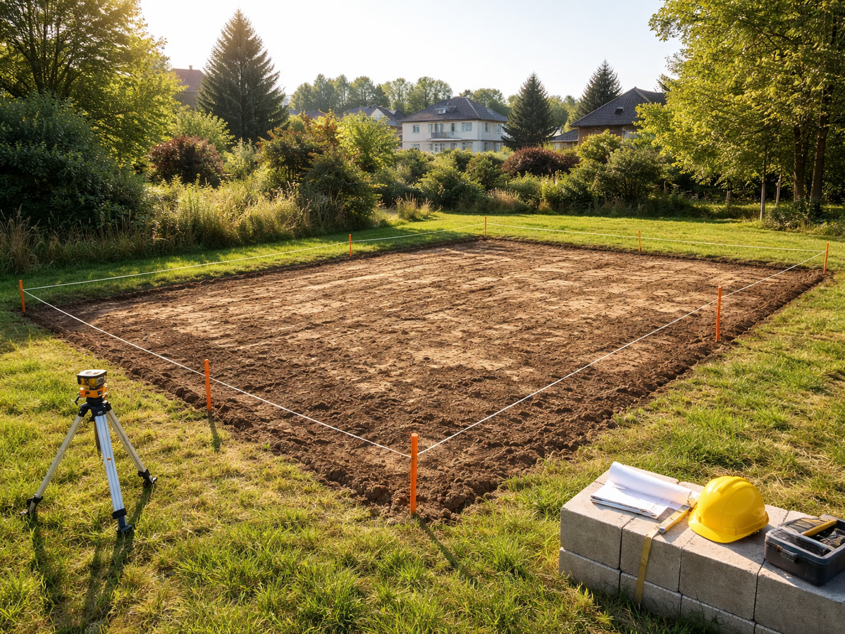 zum Bau abgestecktes Grundstück - KI