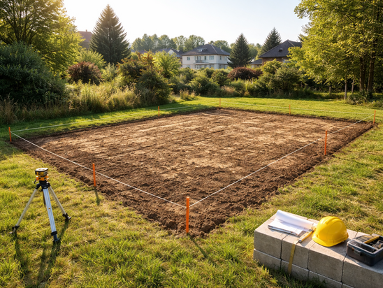 zum Bau abgestecktes Grundstück - KI