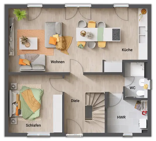 Grundriss-Einfamilienhaus-Flair-125-Erdgeschoss-6-Zimmer-Variante-mit-Hobbykeller